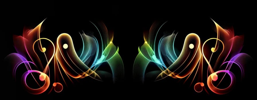 Abstract glowing lines on a black background. AI generated