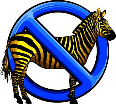 African zebra. Animal design. Vector illustration isolated on white background