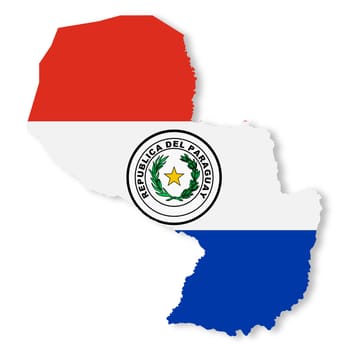 Paraguay map on white background with clipping path 3d illustration