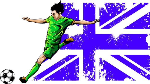 England soccer player with flag background vector