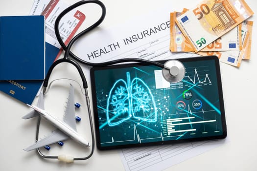 Health insurance, health conceptual, tablet, stethoscope