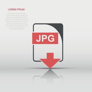 JPG file icon in flat style. Download sign illustration pictogram. Document business concept.