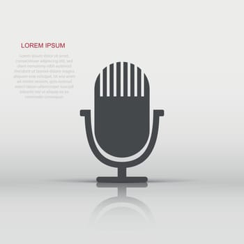 Microphone icon in flat style. Mic illustration pictogram. Mike sign business concept.