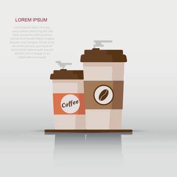 Coffee icon in flat style. Coffee mug vector cartoon illustration pictogram. Drink business splash effect.