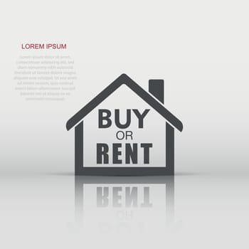 Vector buy or rent house icon in flat style. House sign illustration pictogram. Home business concept.