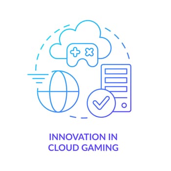 Innovation in cloud gaming blue gradient concept icon
