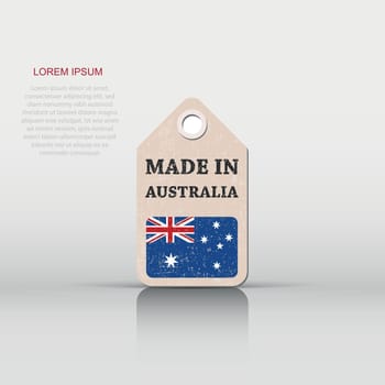 Hang tag made in Australia with flag. Vector illustration
