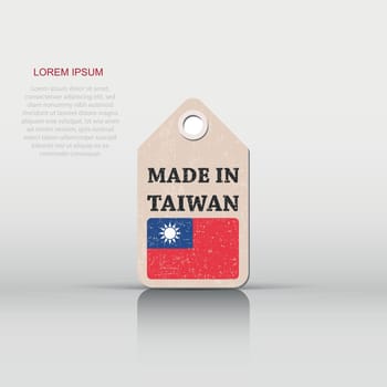Hang tag made in Taiwan with flag. Vector illustration