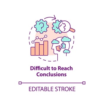 Difficult to reach conclusions concept icon