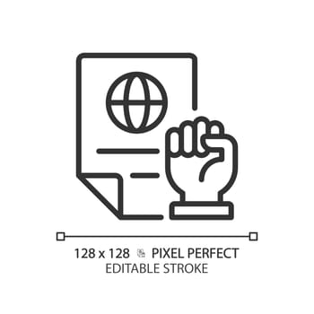 Rights protecting law pixel perfect linear icon