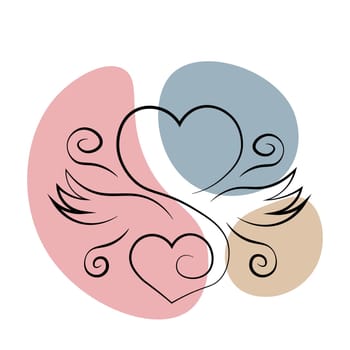 Heart and Wing in one line in color