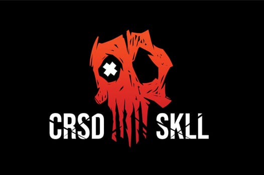 Cursed skull vector logo concept. Hand drawn style