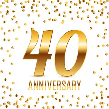 Celebrating 40 Anniversary emblem template design with gold numbers poster background. Vector Illustration