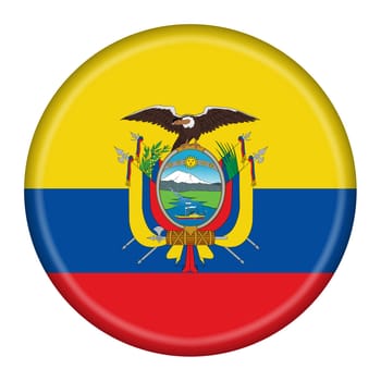 Ecuador flag button 3d illustration with clipping path