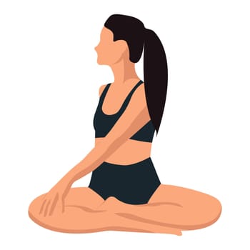 Faceless girl in the lotus position. The concept of mental health, healthy lifestyle. Isolated object on a white background. Vector image