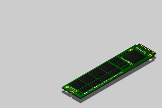 NVME Express M.2 memory realistic 3d isometric illustration, random access memory, personal computer hardware component