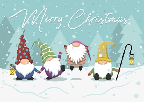 Cute Cartoon Christmas Gnomes Card