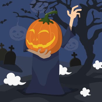 Cartoon Halloween Pumpkin Head Ghost