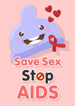 Cute Condom Save Sex Stop Aids