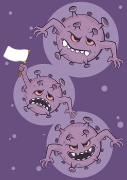 Cartoon Corona Virus Monster Set