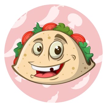 Funny Face Taco Cartoon Character