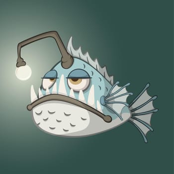 Funny Angler Fish Cartoon Character