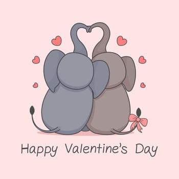 Cute Elephant Couple Valentines Day