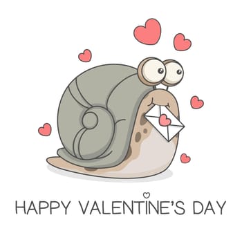 Cute Snails Holding Love Letter Valentines Day
