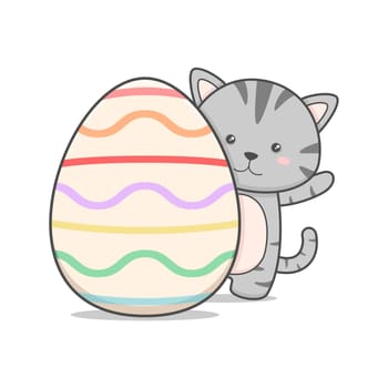 Cute Kitty Cat Behind Easter Egg