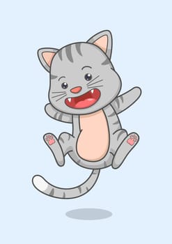 Cute Happy Cat Character Jumping