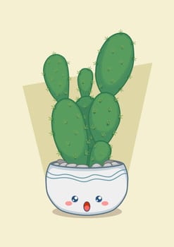 Tall Cactus In Cute Round Pot