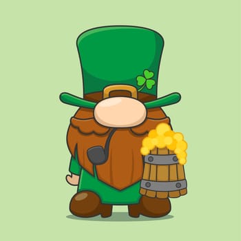Cute Leprechaun With Smoke Ppe And Beer