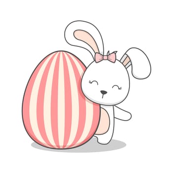Cute Easter Bunny Behind Egg