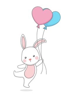 Cute Bunny Rabbit With Balloon