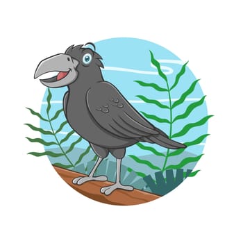 Cartoon Crow Bird With Background