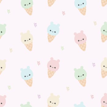 cute bear ice cream seamless pattern