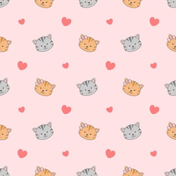 cute couple cat seamless pattern