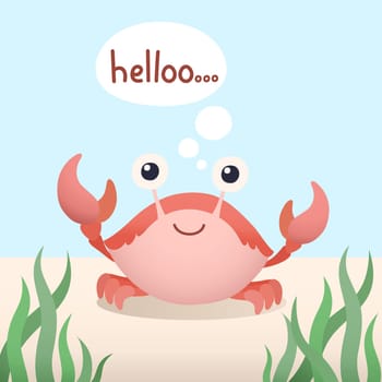 cute cartoon crab under the sea