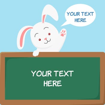 cute cartoon rabbit bunny with board