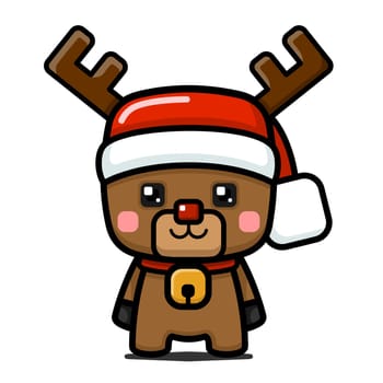Cube Style Cute Christmas Reindeer Character