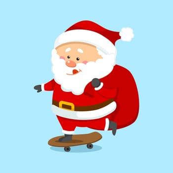 Cute Christmas Santa Claus On Skate Board