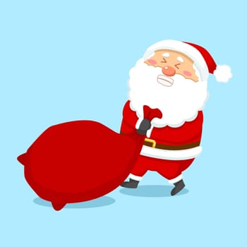 Cute Christmas Santa Claus Dragging Present Bag