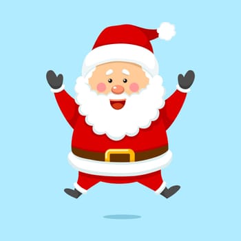 Cute Christmas Santa Claus Jumping Happily