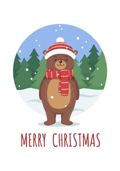 Cute Merry Christmas Bear With Background