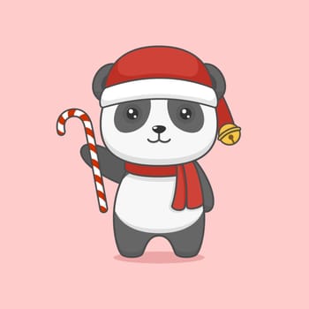 Cute Cartoon Christmas Panda Bear