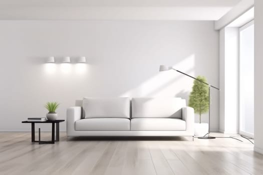 interior background white home cushion lounge grey space three-dimensional wall. Generative AI.