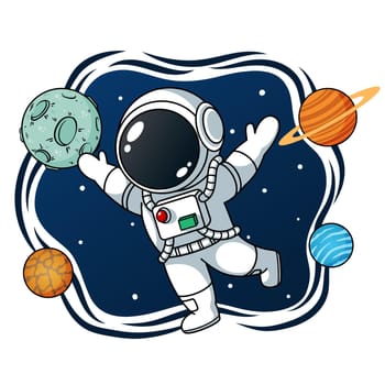 Astronaut With Planets In Space