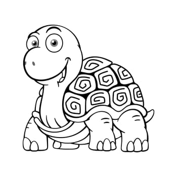 Cute Tortoise Cartoon Character Outline