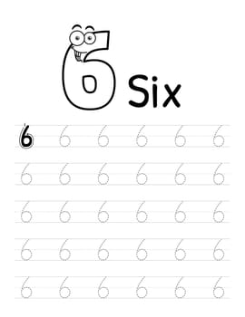Number Tracing Book Interior For Kids. Children Writing Worksheet. Premium Vector Elements.-06