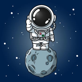 Cute Astronaut Standing On The Moon